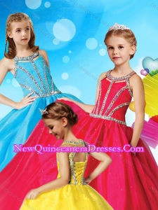 Classical Beaded Decorated Scoop Cute Little Girl Pageant Dress in Tulle