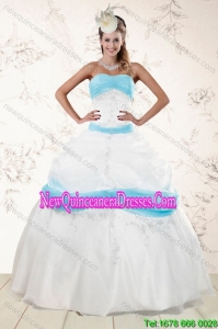 2015 Fashionable Strapless Floor Length Sweet 16 Dresses with Appliques