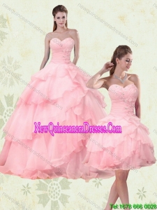 2015 Cute Sweetheart Beaded Detachable Quinceanera Skirts with Ruffled Layers