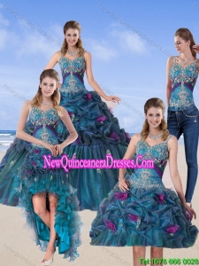 2015 Detachable Multi Color Detachable Quinceanera Skirts with Hand Made Flower and Pick Ups