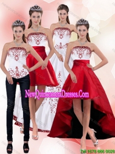 2015 Elegant Strapless Quinceanera Dress with Embroidery