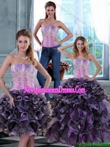 2015 Fashionable Appliques and Ruffles Detachable Quinceanera Skirts in Multi Color