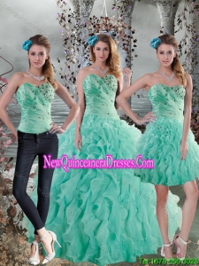 2015 New Style Aqua Blue Detachable Quinceanera Skirts with Beading and Ruffles