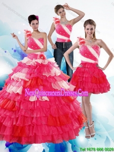 Ruffled Layers and Beading Multi Color Detachable Quinceanera Skirts for 2015