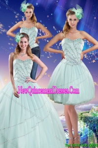 Strapless 2015 Detachable Quinceanera Skirts with Beading