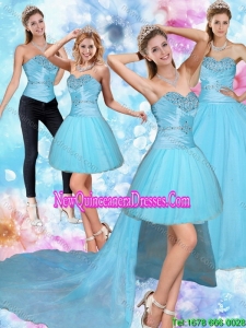 2015 Sweetheart Baby Blue Elegant Quinceanera Dress with Beading