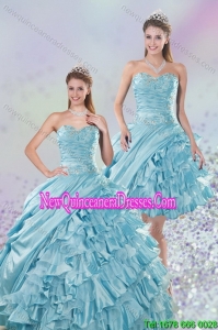 2015 Sweetheart Elegant Quinceanera Dresses with Beading and Ruffled Layers