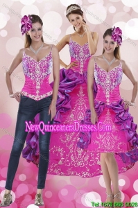 Beautiful Pick Ups and Embroidery Multi Color Detachable Quinceanera Skirts with Sweep Train