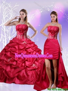 Detachable Appliques and Pick Ups Quinceanera Dress in Red