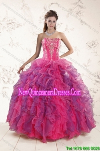 Elegant Multi Color Ruffles and Appliques Quince Dresses