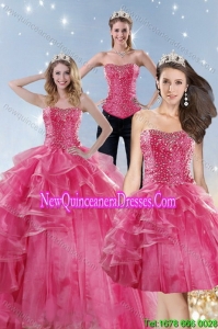 Wonderful Pink Detachable Quinceanera Skirts with Beading and Ruffles for 2015
