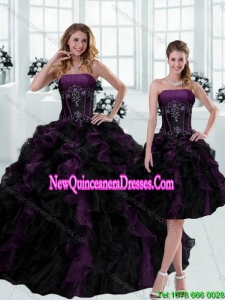 Elegant 2015 Strapless Multi Color Ruffled Quinceanera Dresses with Beading