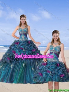 Luxurious 2015 Quinceanera Gown with Hand Made Flower and Pick Ups