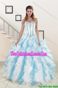 2015 Luxurious Appliques and Ruffles Quince Dresses in Multi Color