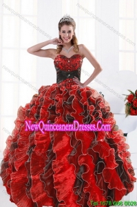 2015 Luxurious Multi Color Beading and Ruffles Dresses for Quince