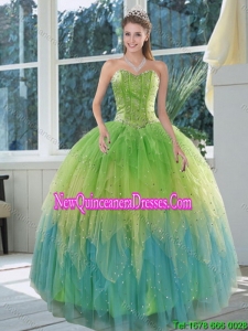 Luxurious 2015 Appliques and Ruffles Sweet 15 Dress