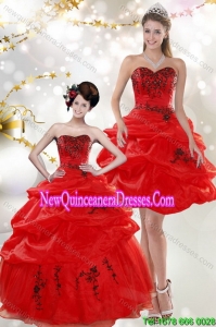 Luxurious Red Quinceanera Dresses with Appliques and Pick Ups for 2015