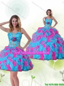 Strapless Luxurious Quinceanera Dress with Appliques and Ruffles