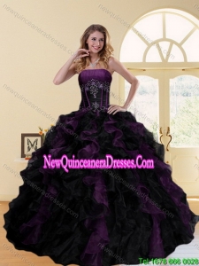 2015 Luxurious Strapless Quinceanera Dresses with Ruffles and Beading