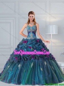 2015 Cute Multi Color Quinceanera Gown with Hand Made Flower and Pick Ups