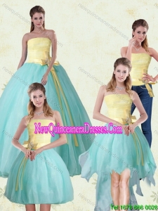 2015 Strapless Floor Length Multi Color Quinceanera Gown with Bowknot