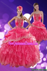 2015 The Super Hot Strapless Quince Dresses with Ruffles and Appliques