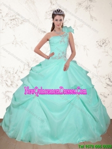 Pretty Beading and Appliques 2015 Dress for Quince in Apple Green