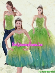 2015 The Super Hot Appliques and Ruffles Quince Dresses in Multi Color