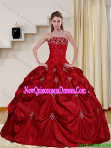 2015 Pretty and New Style Strapless Quinceanera Dress with Embroidery and Pick Ups