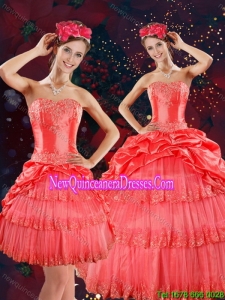 New Style Quinceanera Dresses with Beading and Pick Ups in Coral Red
