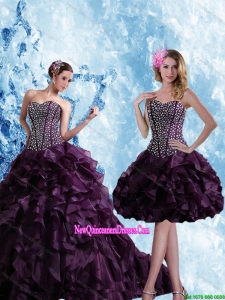 New Style Sweetheart Burgundy Quinceanera Dress with Ruffles and Beading