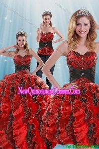2015 Fashionable Beading and Ruffles Multi Color Dresses for Quince