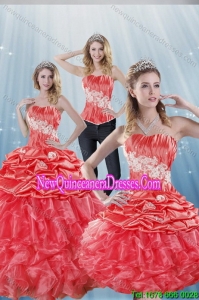 2015 Gorgeous and New Style Watermelon Red Quinceanera Dresses with Appliques and Ruffles