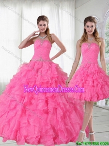 2015 Pretty and Detachable Strapless Quinceanera Dress with Beading and Ruffles