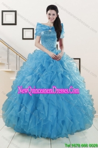 2015 Pretty Strapless Sweet 15 Dresses with Beading and Ruffles