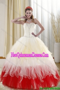 2015 Pretty Sweetheart Quinceanera Dresses with Beading
