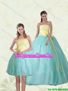 2015 Top Seller Strapless Multi Color Quinceanera Gown with Bowknot