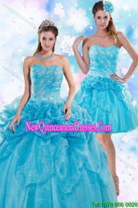 Pretty Appliques and Pick Ups Blue Quinceanera Dresses for 2015