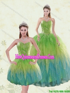 Pretty Multi Color Quinceanera Dresses with Appliques and Ruffles