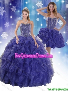 The Pretty Royal Bule Quinceanera Dresses with Beading and Ruffles