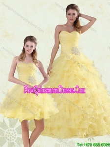 Top Seller Beaded and Ruffled Sweetheart Quinceanera Dress in Yellow