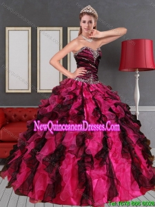 2015 Top Seller Sweetheart Multi Color Quinceanera Dress with Beading and Ruffles