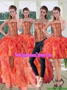 Top Seller Strapless Multi Color Dress for Quinceanera with Beading and Ruffles