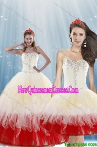 2015 Top Seller Multi Color Quince Dresses with Beading