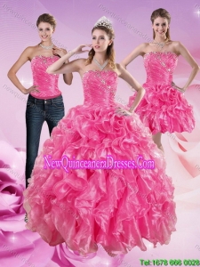 Top Seller and Sophisticated Hot Pink Sweet 16 Dresses with Beading and Ruffles