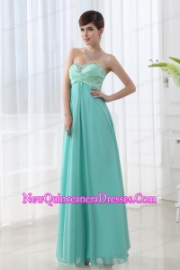 Empire Apple Green Sweetheart Backless Beading Prom Dress