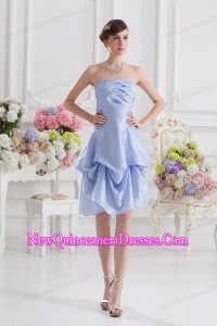 Lavender Strapless Short Taffeta Dresses for Dama with Bowknot