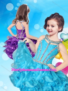 Lovely Beaded and Ruffled Layers Scoop 2016 Little Girl Pageant Dress in Organza