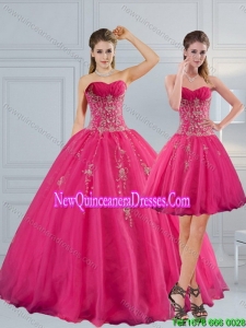 Luxurious Sweetheart Hot Pink Quinceanera Dress with Appliques and Beading