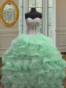 Luxury Sleeveless Lace Up Floor Length Ruffles Quinceanera Gown